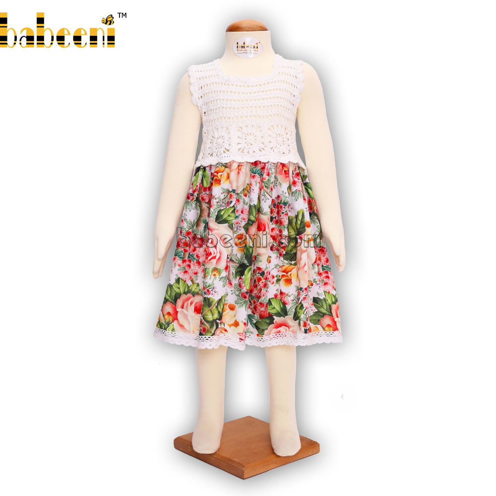 Bloom Rose Crochet Plain Dress  for little girl - DR 2880